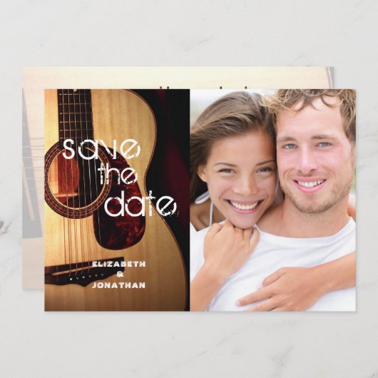 Rustikale Gitarrenmusik Thema Land Modernes Rett Save The Date (Vorne/Hinten)