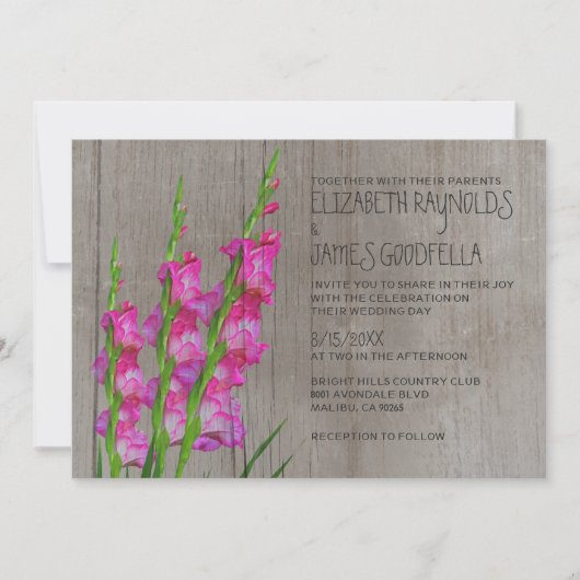 Rustikale Gladiolus Hochzeitseinladungen Einladung (Vorderseite)