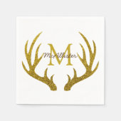 Rustikale Glam Gold Imitats Glitzer Deer Antlers Serviette (Vorderseite)