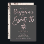 Rustikale Glam Rose Gold Pink Gray Sweet 16 Party Einladung<br><div class="desc">Anpassen für jedes Ereignis</div>