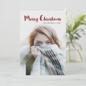 Rustikale Glam Streifen und Foto Weihnachten (Stehend Vorderseite)