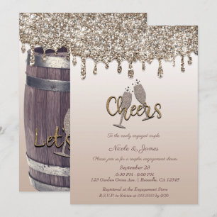 Rustikale Glamour-Barrel Glitter-Drip Verlobungsfe Einladung