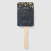 Rustikale Glamour Blau Gold Hochzeitsprogramm Fächer (Vorderseite)