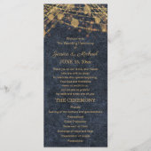 Rustikale Glamour Blau Gold Hochzeitsprogramm Programm (Vorderseite)