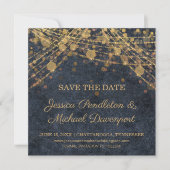 Rustikale Glamour Gold-Lichterkette Save-the-Date- (Vorderseite)
