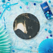 Rustikale glänzende Laternenleuchte Blau Schwarze Pappteller (Party)