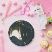 Rustikale glänzende Laternenleuchte Blau Schwarze Pappteller (Party)