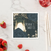 Rustikale glänzende Laternenleuchte Blau Schwarze  Serviette (Beispiel)