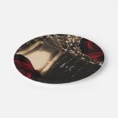 Rustikale glänzende Laternenleuchten Dunkle Rote R Pappteller (Schrägansicht)