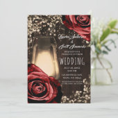 Rustikale glänzende Laternenpfeife, dunkle Rote Ro Einladung (Stehend Vorderseite)