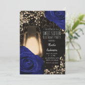 Rustikale glänzende Rose der Marine Hochzeitssüße Einladung (Stehend Vorderseite)