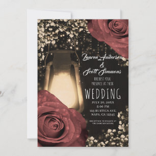 Rustikale Glanzlaterne Warm Rost Rosen Hochzeitsei Einladung