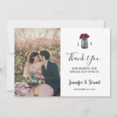 Rustikale Glaskeramik mit Monogramm Foto Hochzeit Dankeskarte (Vorderseite)