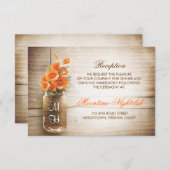 Rustikale Glaskeramik orange Blume Empfang Begleitkarte (Vorne/Hinten)