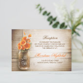 Rustikale Glaskeramik orange Blume Empfang Begleitkarte (Stehend Vorderseite)