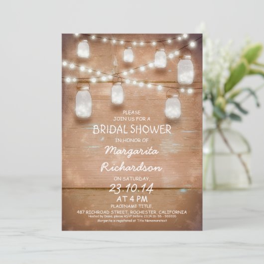 rustikale Glaskeramikkrüge mit Brautparty laden ei Einladung (Stehend Vorderseite)