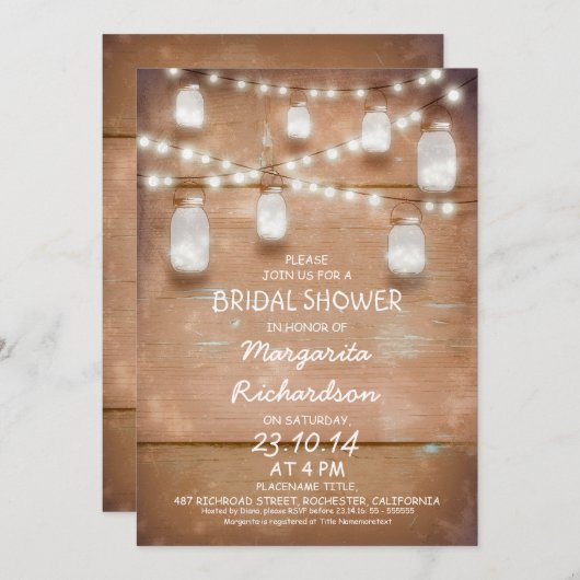 rustikale Glaskeramikkrüge mit Brautparty laden ei Einladung (Vorne/Hinten)