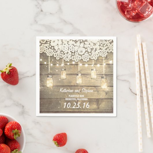 Rustikale Glaskeramiklampen Hochzeitspapierserviet Serviette (Beispiel)