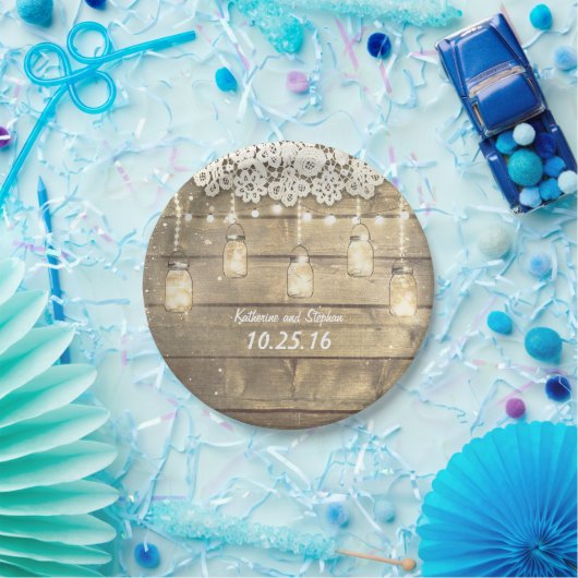 Rustikale Glaskeramikstrahlleuchten aus Holz Pappteller (Party)