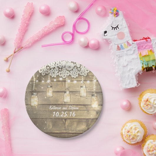 Rustikale Glaskeramikstrahlleuchten aus Holz Pappteller (Party)