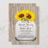 Rustikale Glaskerbe Sonnenblume Brautparty Sonnenb Einladung (Vorne/Hinten)