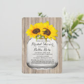 Rustikale Glaskerbe Sonnenblume Brautparty Sonnenb Einladung (Stehend Vorderseite)
