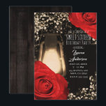 Rustikale glattere Laterne und helle Rote Rosen Sw Einladung<br><div class="desc">Anpassen an Ihr Ereignis</div>