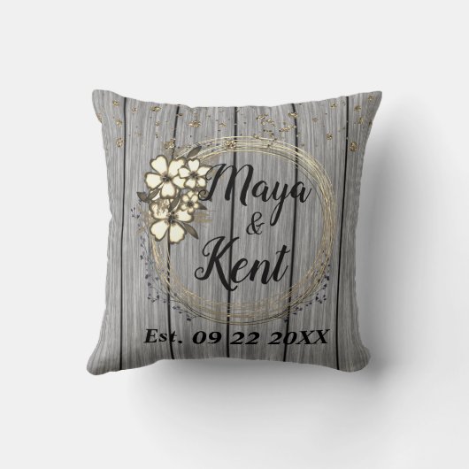 Rustikale Glitzer-Hochzeit Kissen (Rückseite)