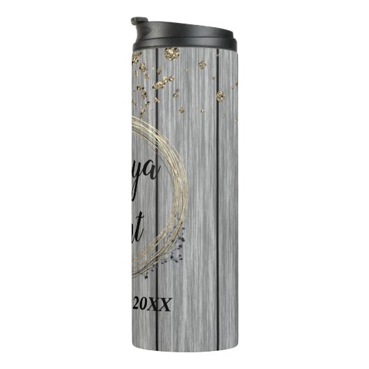 Rustikale Glitzer-Hochzeit Thermosbecher (Nach rechts gedreht)