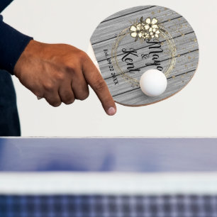 Rustikale Glitzer-Hochzeit Tischtennis Schläger