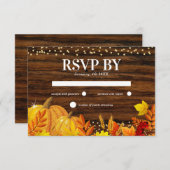 Rustikale Glitzer Pumpkin Herbsthochzeit RSVP Karte (Vorne/Hinten)