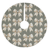 Rustikale Glitzy Cream Bows Grüne Weihnachten Polyester Weihnachtsbaumdecke (Vorderseite)