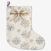 Rustikale Glitzy Cream Bows Weihnachten Großer Weihnachtsstrumpf (Vorderseite)