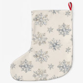 Rustikale Glitzy Cream Bows Weihnachten Großer Weihnachtsstrumpf (Rückseite)