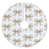 Rustikale Glitzy Cream Bows Weihnachten Polyester Weihnachtsbaumdecke (Vorderseite)