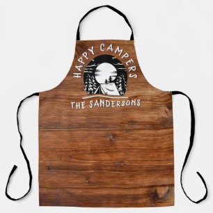 Rustikale glückliche Campers Familienname Zinnbau Schürze