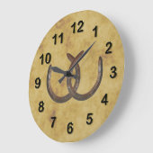 Rustikale glückliche Horseshoes erschüttert Hinter Große Wanduhr (Winkel)