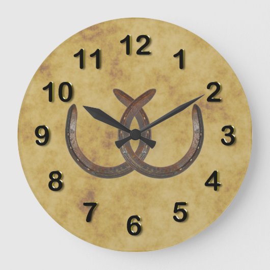 Rustikale glückliche Horseshoes erschüttert Hinter Große Wanduhr (Vorderseite)