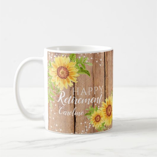 Rustikale glückliche Pensionierung, florale Tasse (Links)