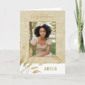 Rustikale Glückwünsche Gold Foliage Graduate Foto Karte (Vorderseite)