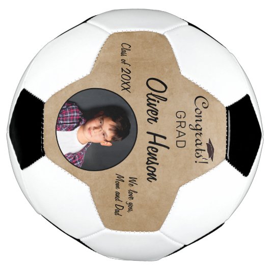 Rustikale Glückwünsche Grad Abschluss Foto Fußball (Gedreht)