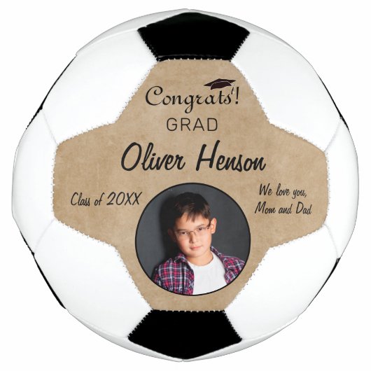 Rustikale Glückwünsche Grad Abschluss Foto Fußball (Vorderseite)