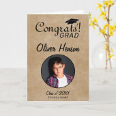 Rustikale Glückwünsche Grad Abschluss Foto Karte (Gelbe Blume)