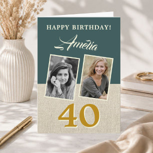 Rustikale Glückwünsche zum 40. Geburtstag 2 Fotos Karte