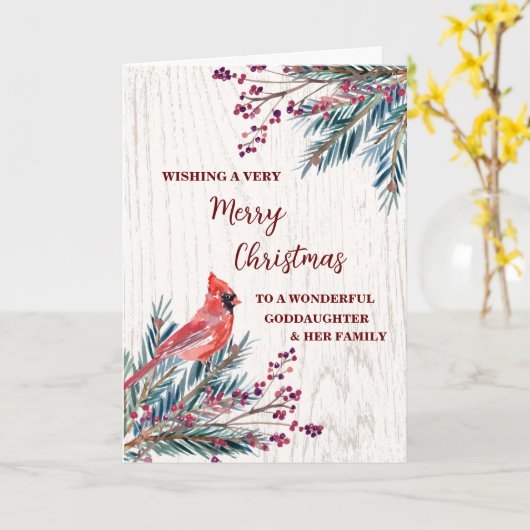 Rustikale Godtochter & Familie Frohe Weihnachten Karte (Gelbe Blume)