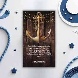 Rustikale Gold Anker Baby Dusche Begleitkarte