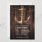 Rustikale Gold Anker Baby Dusche Einladung (Vorderseite)