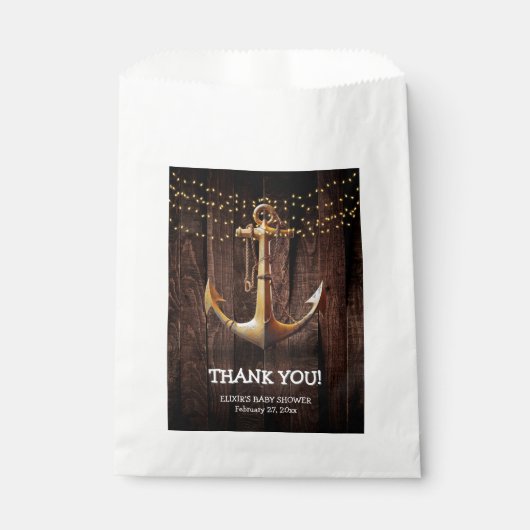 Rustikale Gold Anker Baby Dusche Geschenktütchen (Vorderseite)