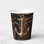 Rustikale Gold Anker Baby Dusche Pappbecher (Rückseite)