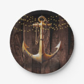 Rustikale Gold Anker Baby Dusche Pappteller (Vorderseite)